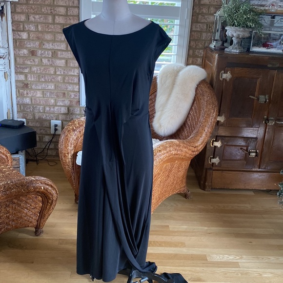 ANN TAYLOR  BLACK CAP SLEEVE BELTED DRESS 8 NEW STRETCHY - Picture 7 of 10